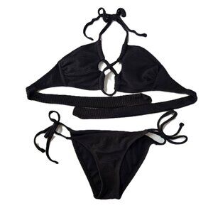 No Boundaries Black Bikini Set Top (Small 3–5) & Bottoms (XS 1) Swim Pool Beach